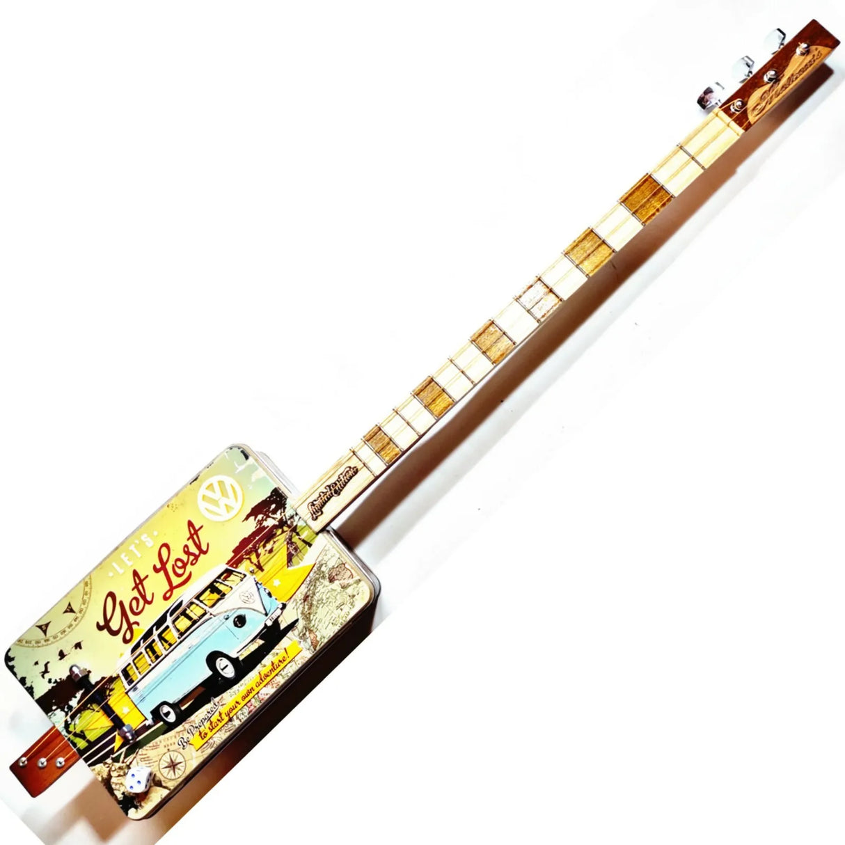 Campervan Wolswaghen 3tpv Cigar Box Guitar Matteacci's Made IN Italy