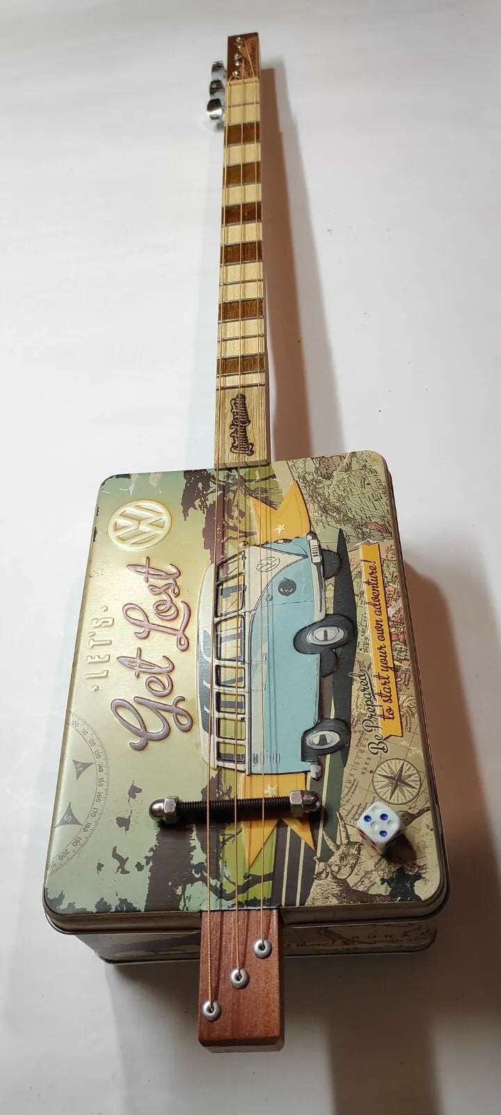 Campervan Wolswaghen 3tpv Cigar Box Guitar Matteacci's Made IN Italy