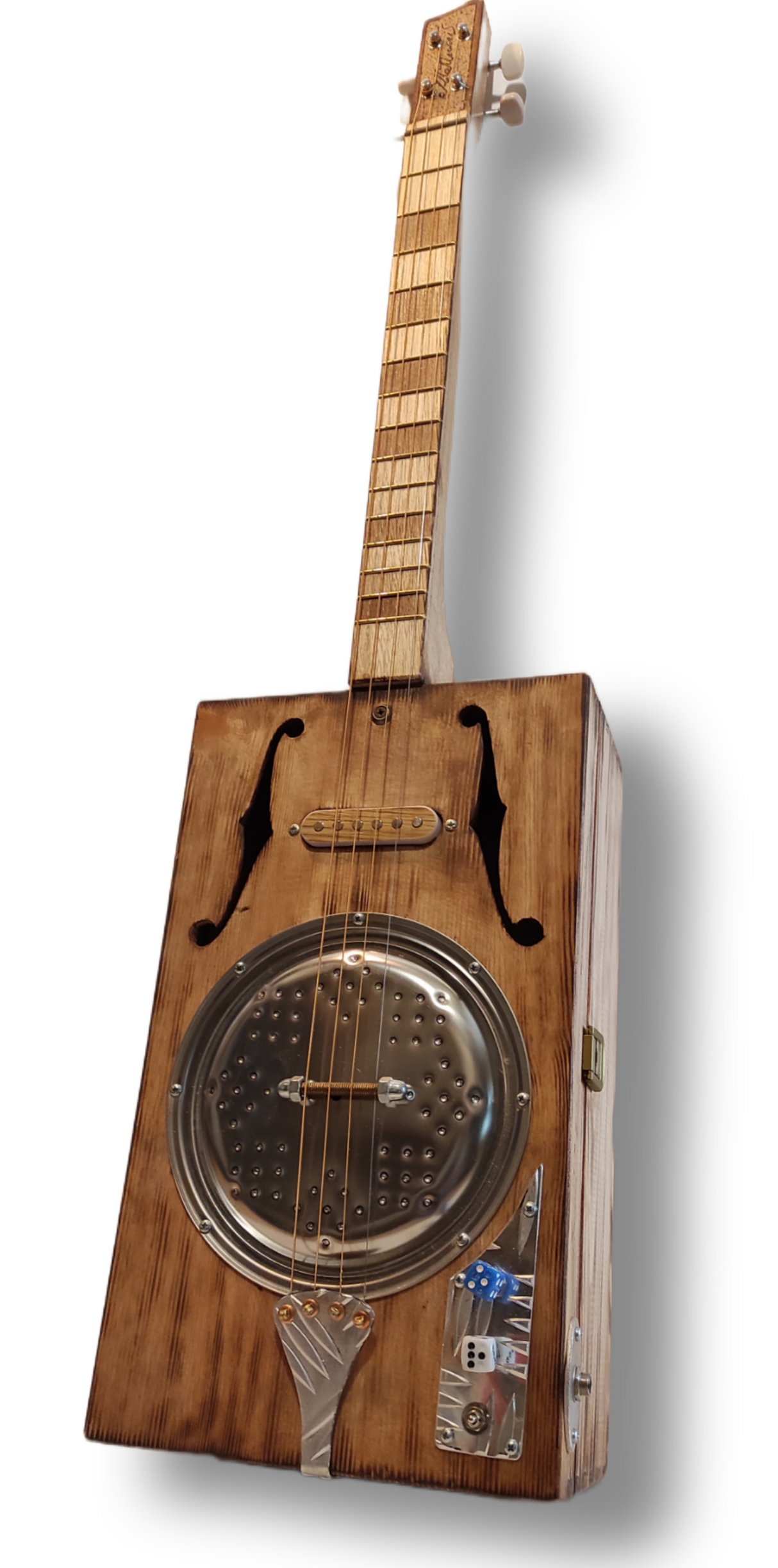 Matteacci's Wine Cigar Box Guitar 4 s. Resophonic