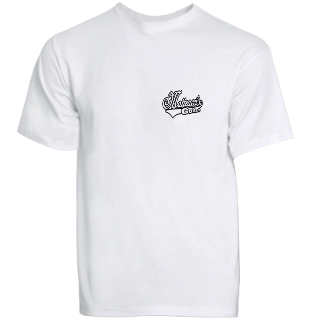 T-shirt Logo piccolo White bianca Italia spedizione gratuita Matteacci's Guitars