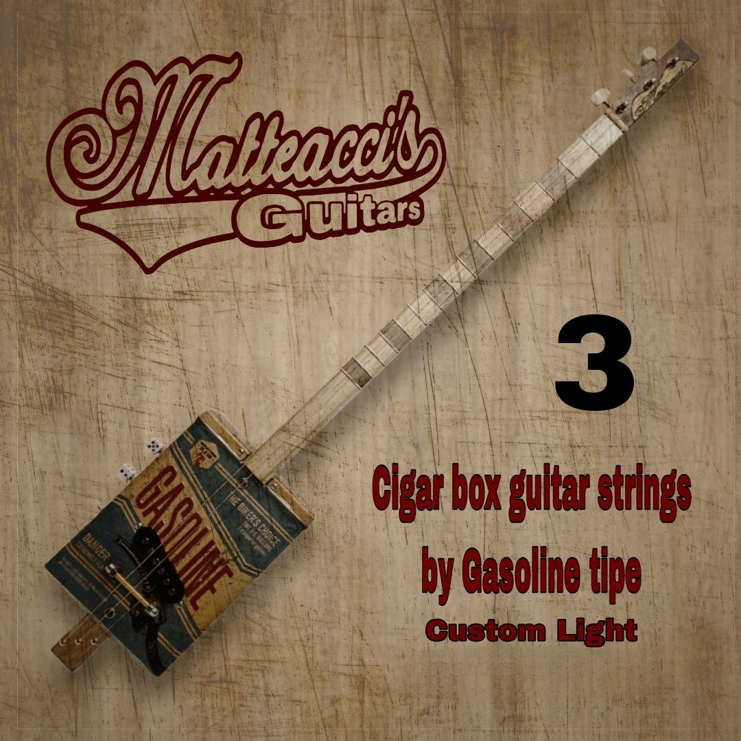 Set corde per Cigar Box Guitar 3 strings, modello Gasoline G-D-G tuning