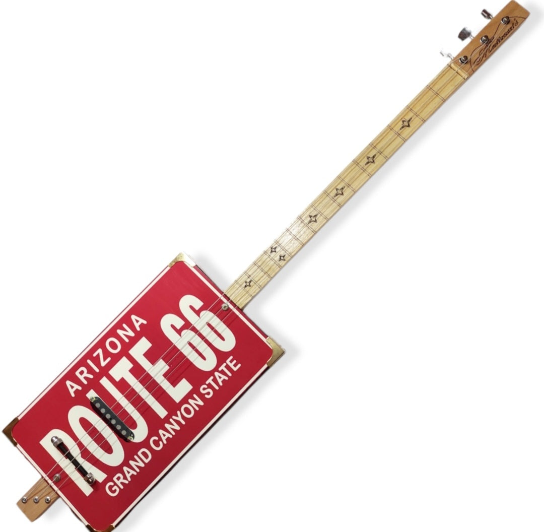 Route 66/3 slide special. S.G + piezo pickup cigar box guitar Matteacci's Made in Italy