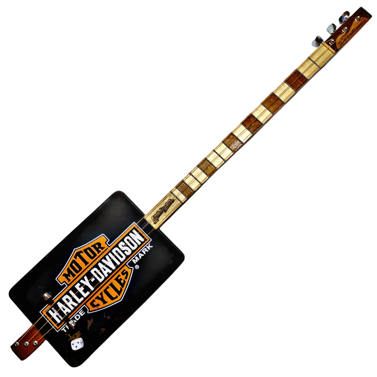 Harley Davidson 3tpv metal cigar box guitar Matteacci's Made in Italy